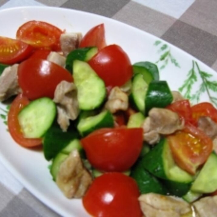 レンジで簡単☆鶏とトマトの温野菜サラダ